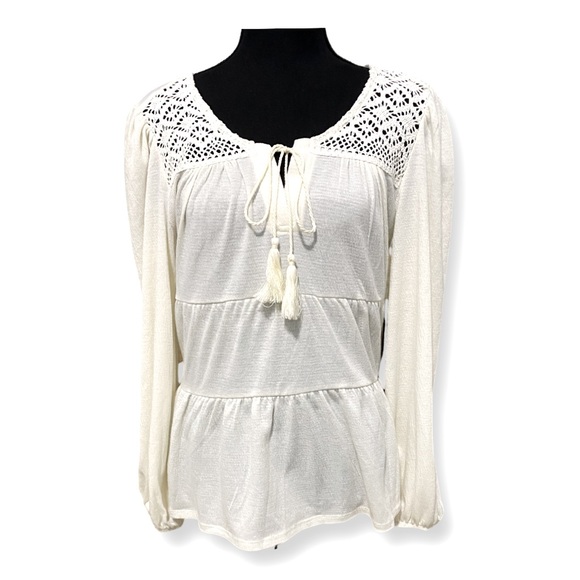 Almost Famous Tops - Almost Famous Fall White Ruffled Blouse